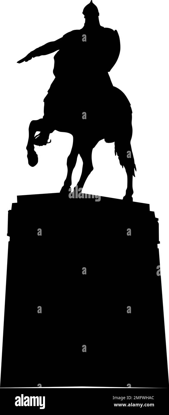 Silhouette monument to Yuri Dolgoruky in Moscow on a white background. Stock Vector