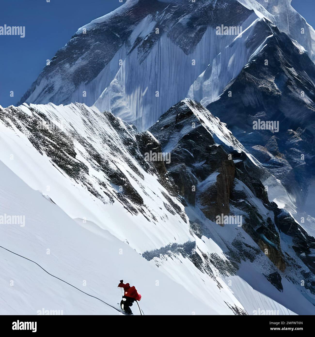 Master climbers climbing Everest struggle in difficult weather