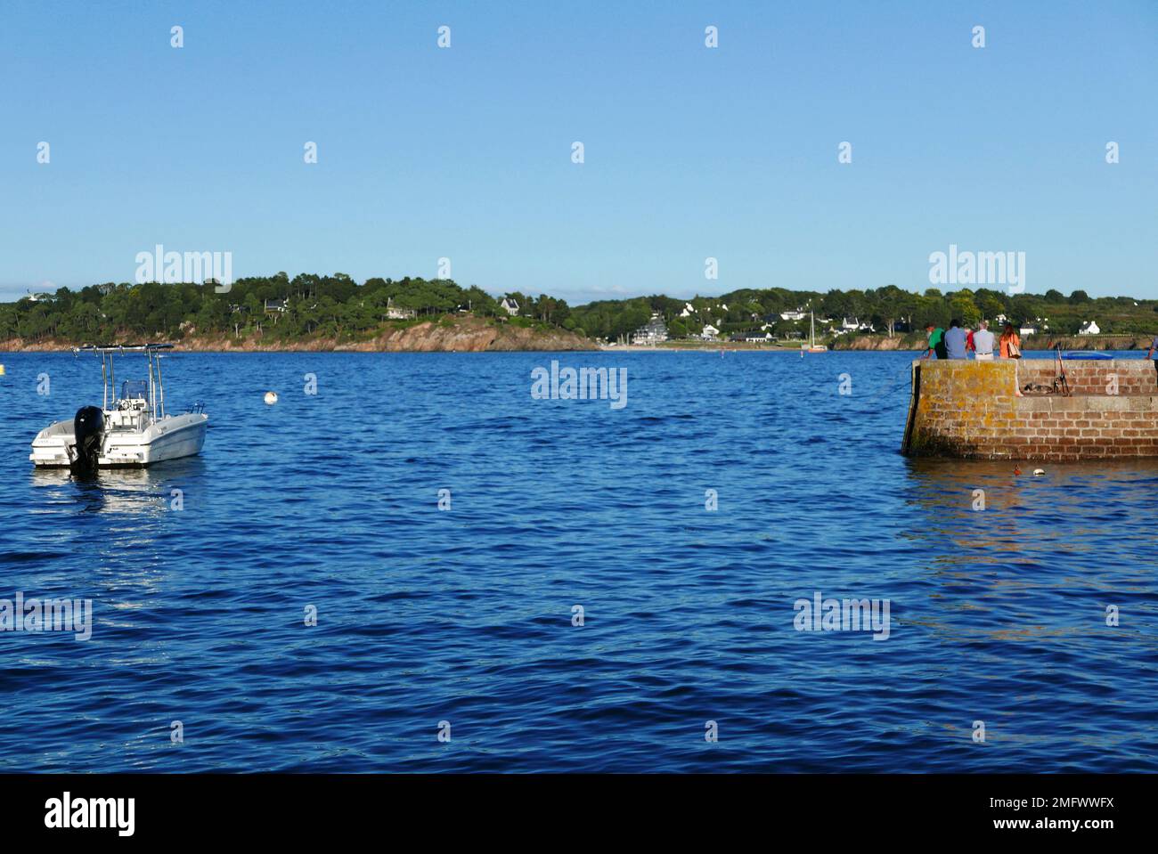 Port Manech harbour at hight tide, Nevez, Finistere, Bretagne, France, Europe Stock Photo