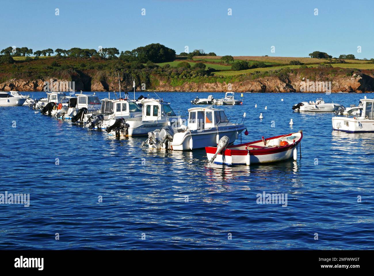 Port Manech harbour at hight tide, Nevez, Finistere, Bretagne, France, Europe Stock Photo