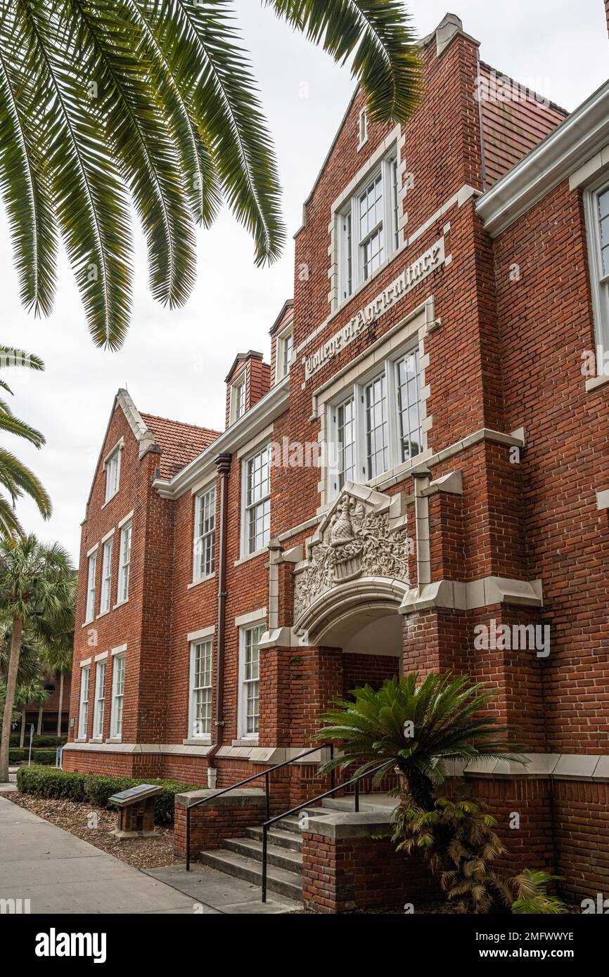 The historic 1912 College of Agriculture building on the campus of the University of Florida is currently known as Griffin-Floyd Hall. (USA) Stock Photo