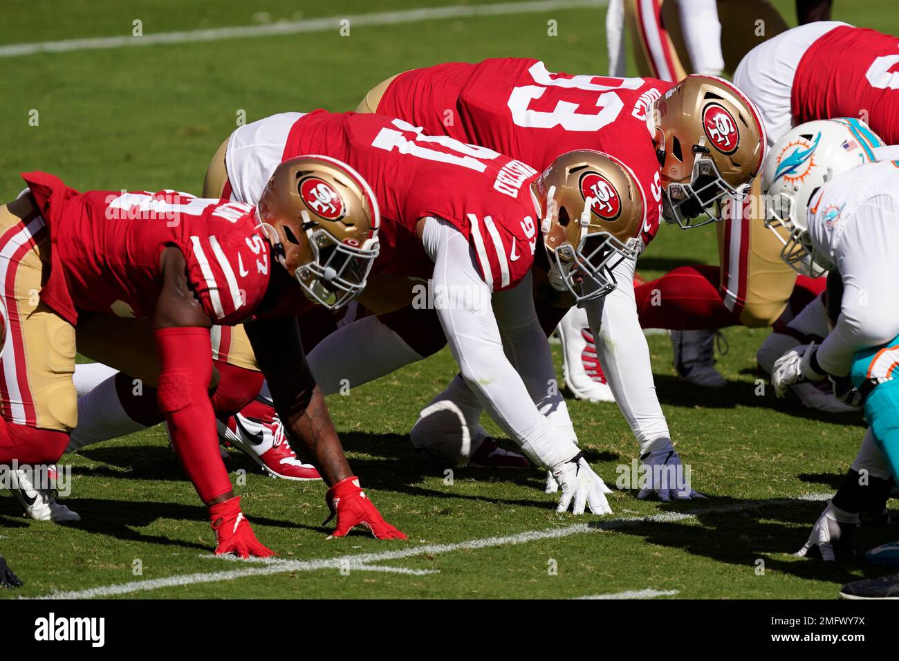 San Francisco 49ers linebacker Dre Greenlaw (57) during an NFL football  game against the Los Angeles Rams in Santa Clara, Calif., Monday, Oct. 3,  2022. (AP Photo/Godofredo A. Vásquez Stock Photo - Alamy