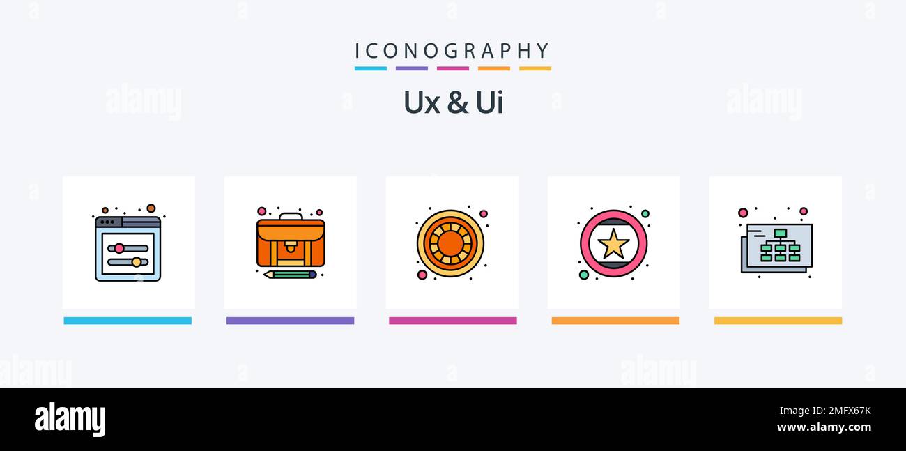 Ux And Ui Line Filled 5 Icon Pack Including case. content. inch ...
