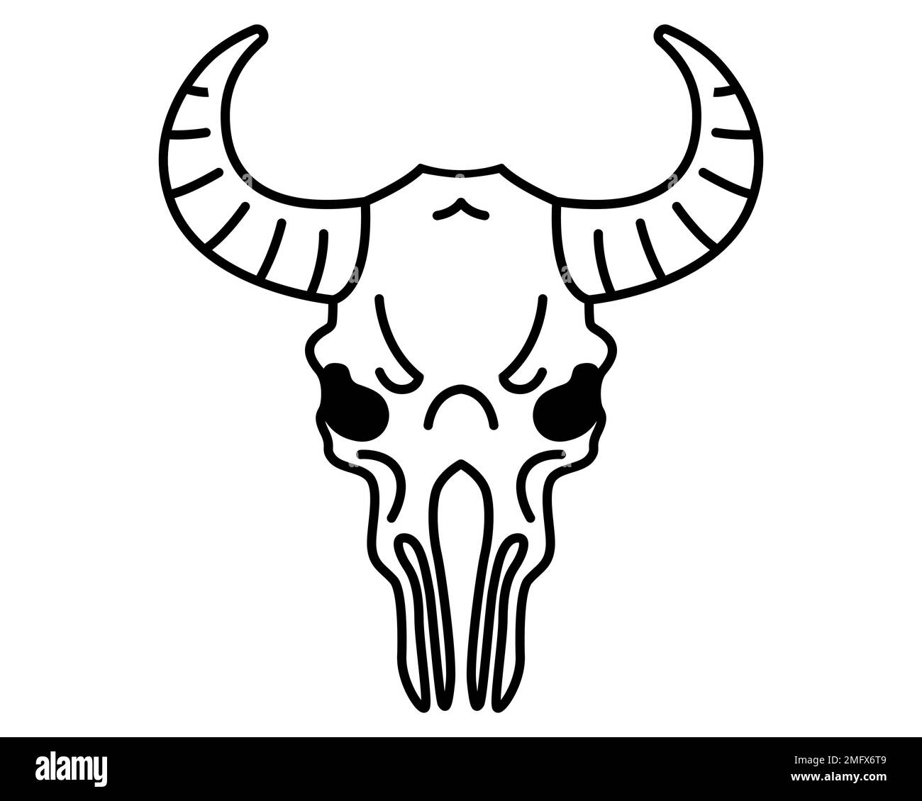 black linear cow skull icon with horns. flat vector illustration Stock Vector Image & Art Alamy