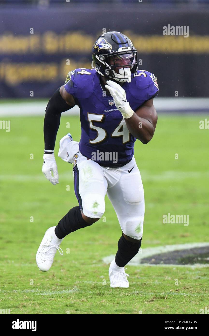 Baltimore Ravens linebacker Tyus Bowser (54) defends during the