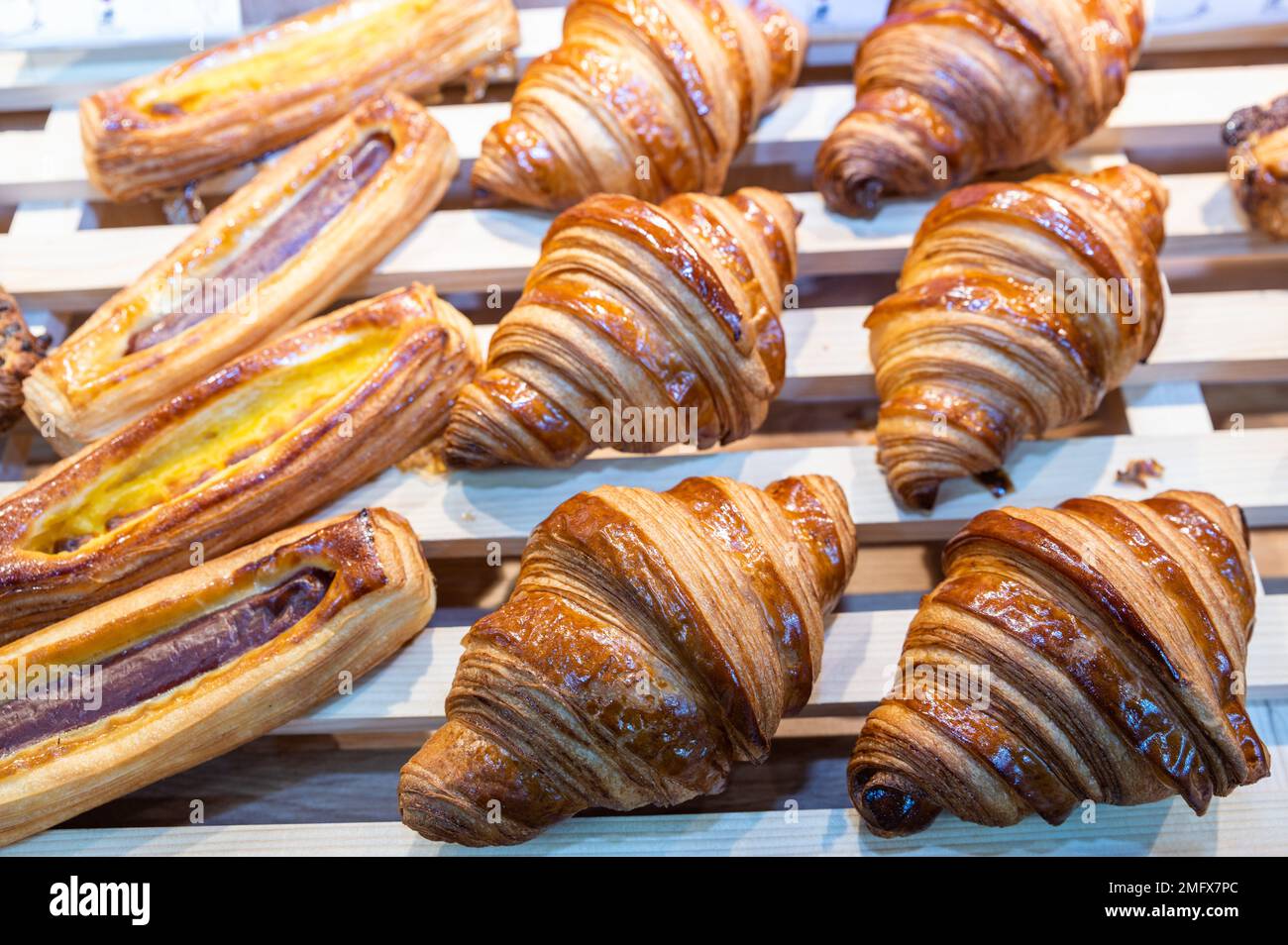 Famous french pastery named chocolatine or chocolate bread Stock Photo