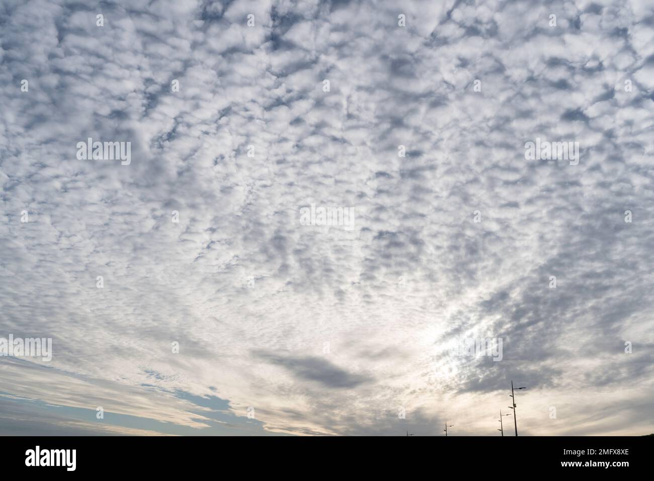 UK weather, unusual cumulus cloud formation seen in north east England in January 2023 Stock Photo