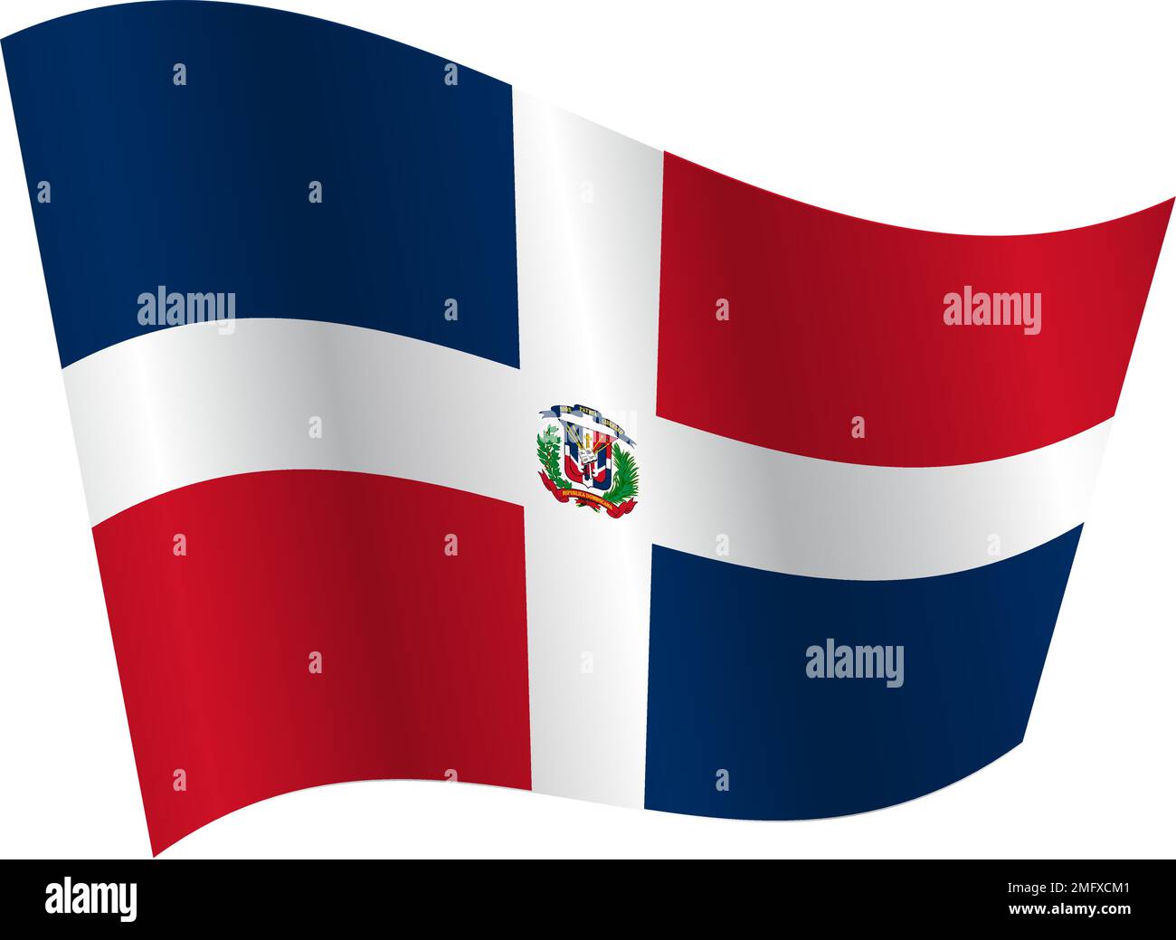 Flag of the country Dominican Republic on white background. Exact colors. Stock Vector