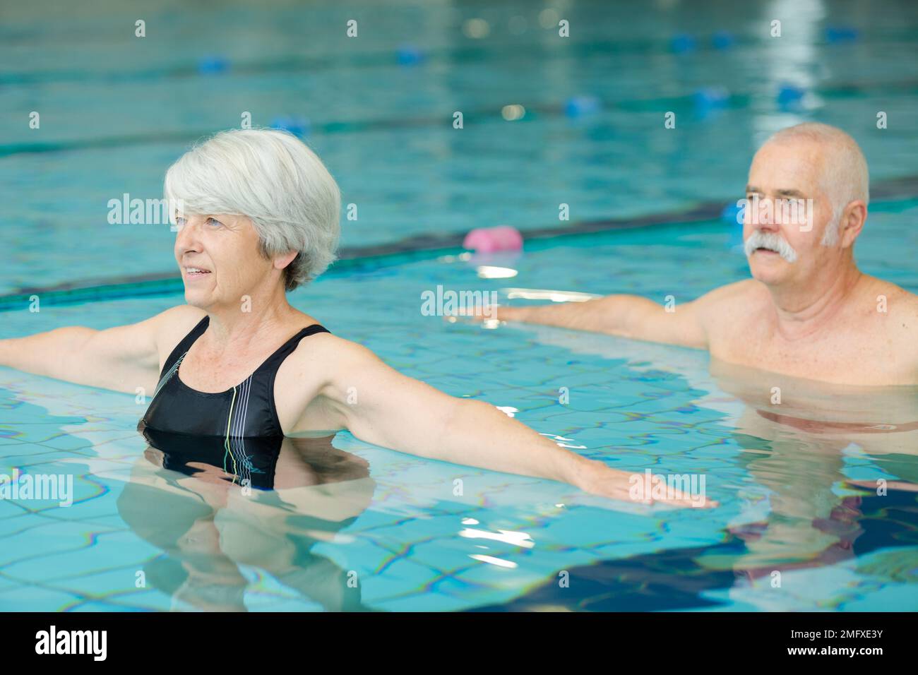 senior couple in swimming pool Stock Photo - Alamy