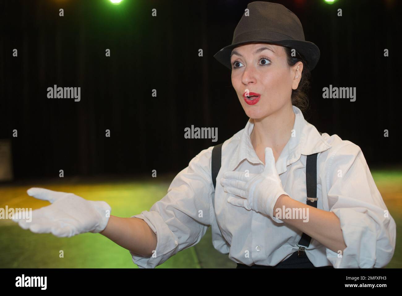 portrait of female mime artist acting Stock Photo - Alamy