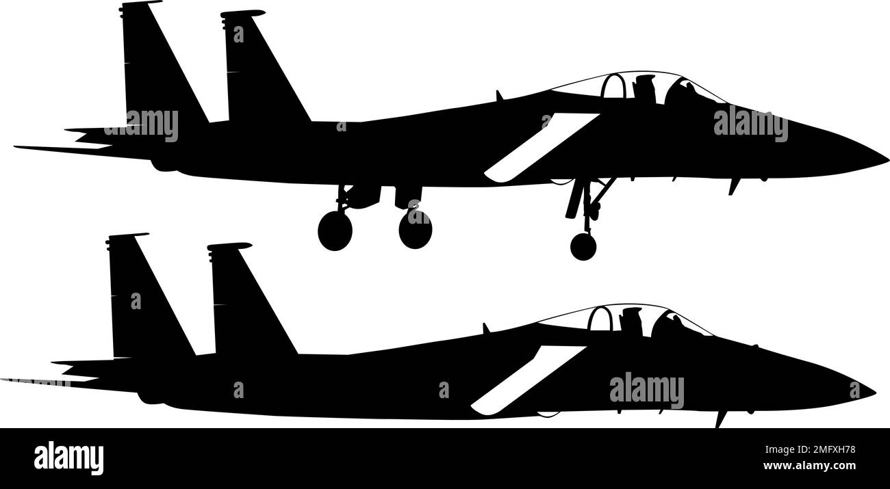 Silhouette military aircraft on a white background Stock Vector Image ...