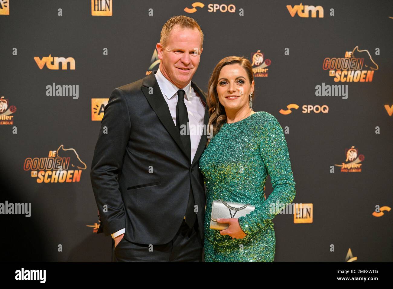 Wouter Vrancken and Karen Pittomvils pictured during the 69 th men edition  of the Goldens Shoe Award ceremony and the 7 th Women's edition. The Golden  Shoe , Gouden Schoen , Soulier