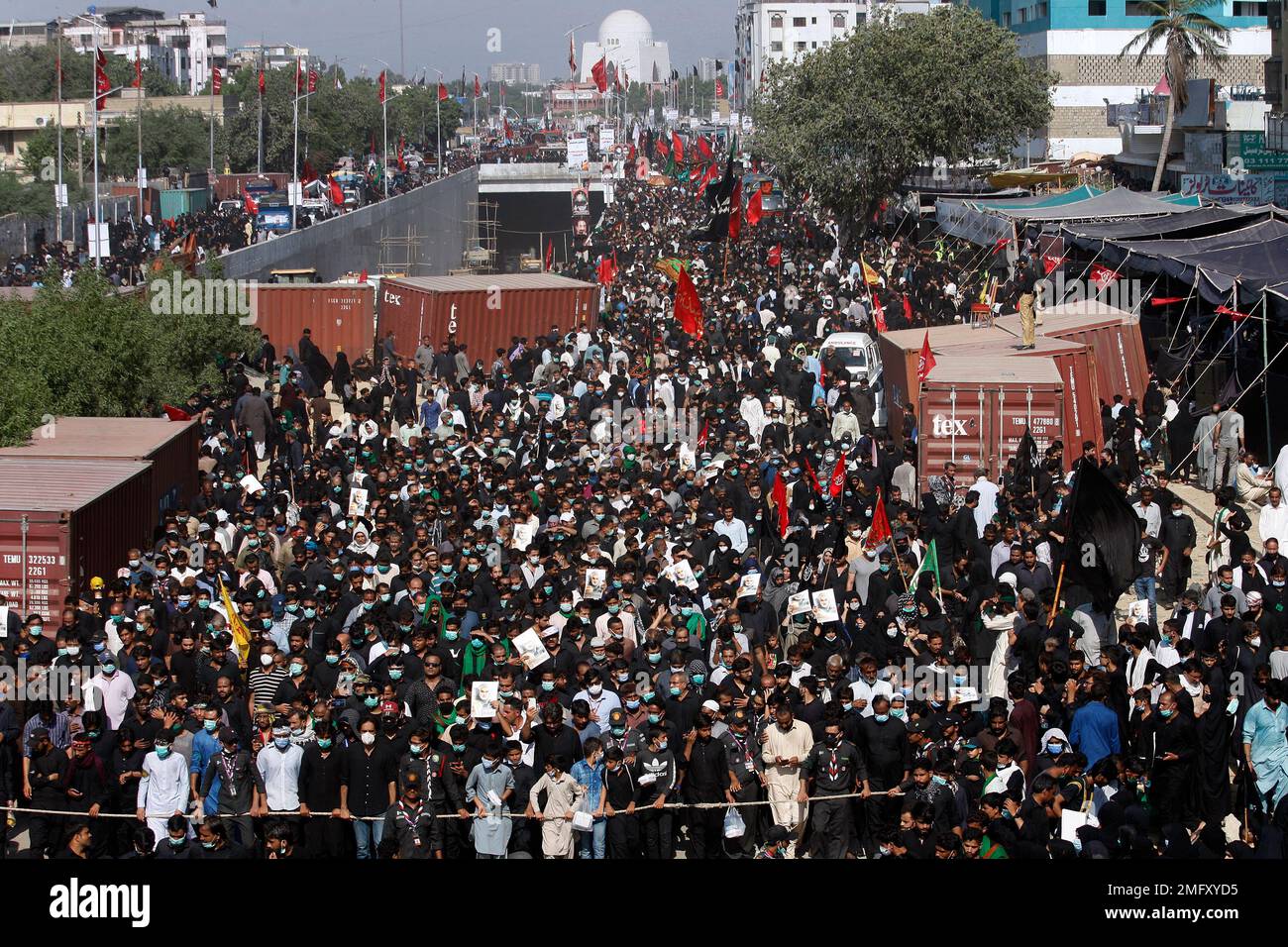 Shiite Muslims participate in a Chehlum procession, marking the end of ...