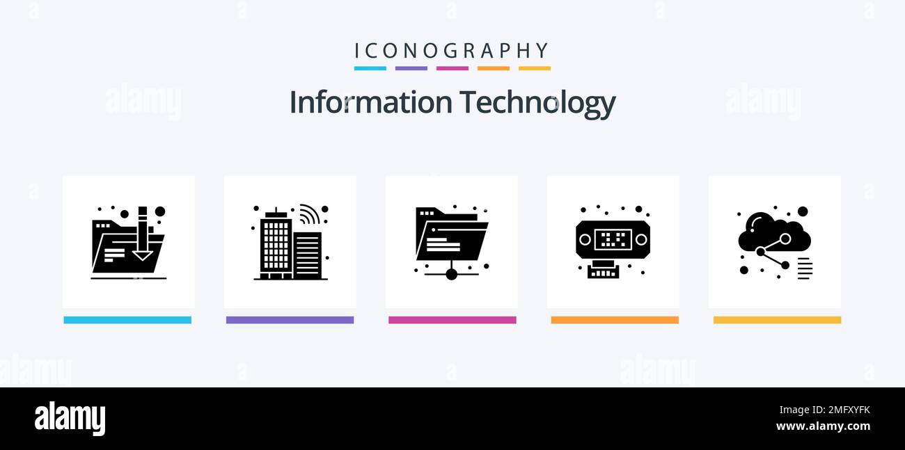 Information Technology Glyph 5 Icon Pack Including . share. network