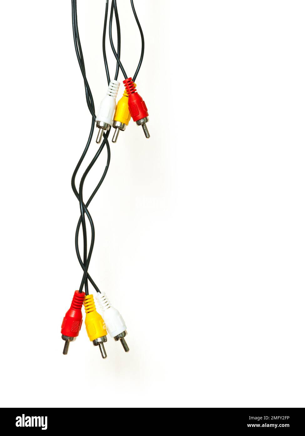 audio video cables, hanging on white Stock Photo Alamy