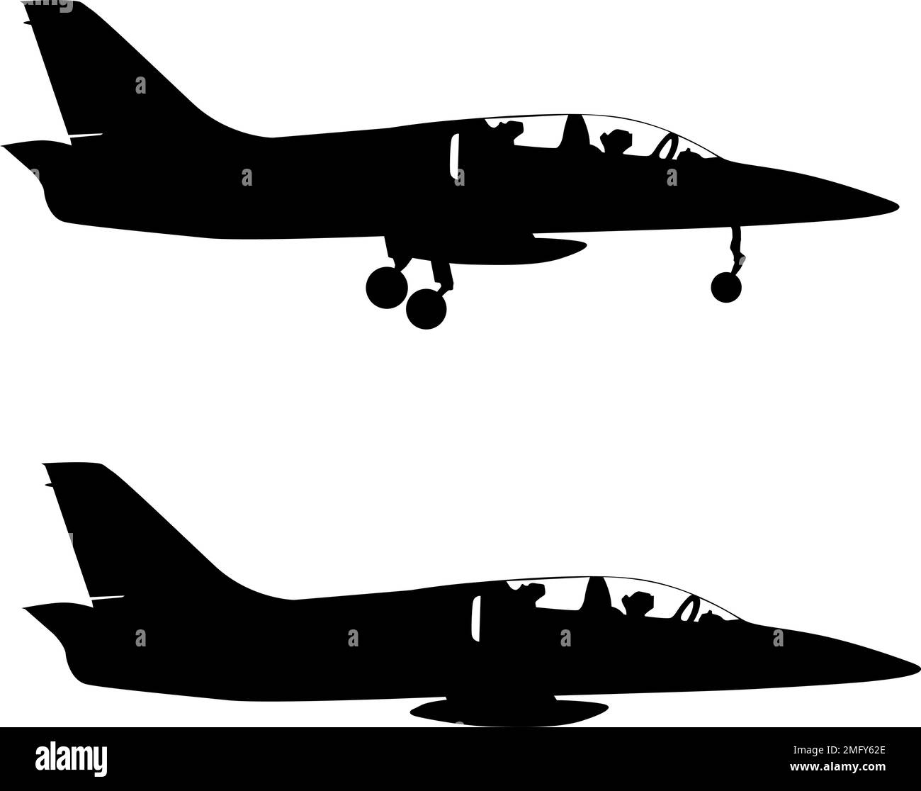 Silhouette military aircraft on a white background Stock Vector Image ...
