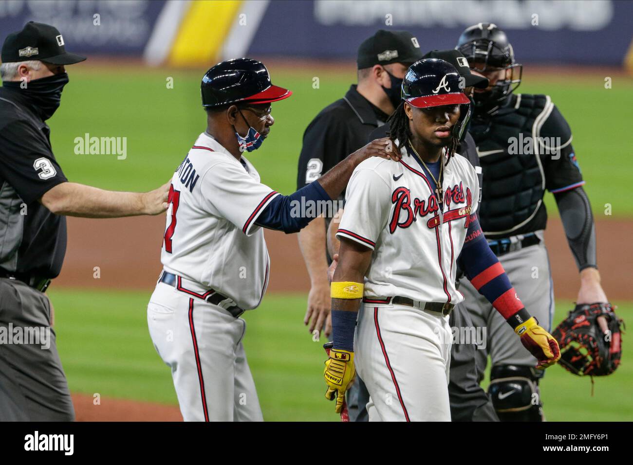 Atlanta Braves' Ronald Acuna Jr. leaves game with ankle injury