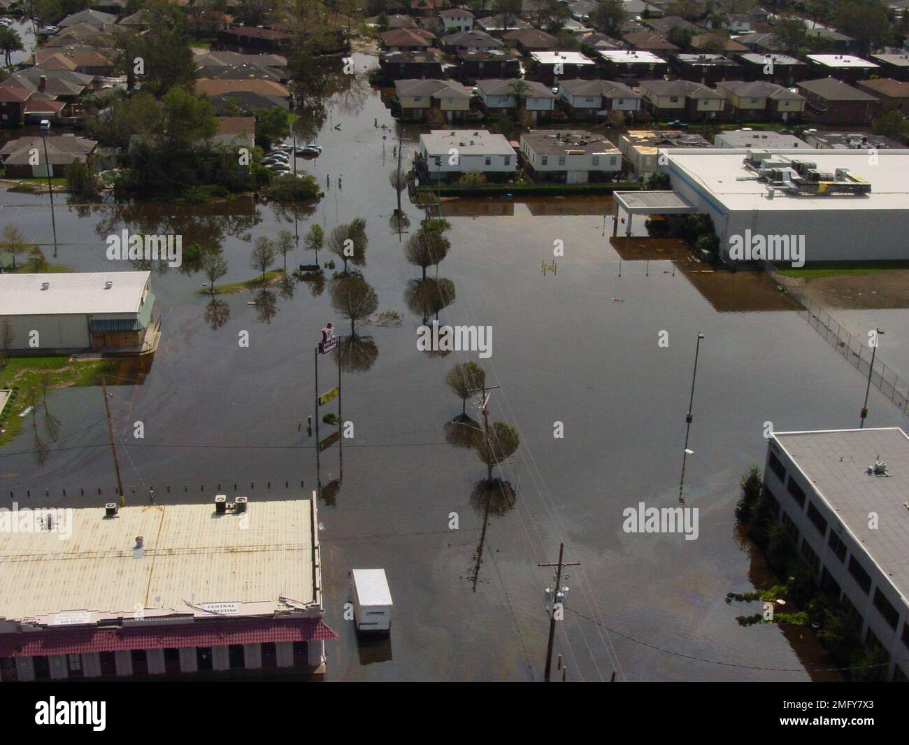 Aftermath - Aerial - 26-HK-330-47. Kenner Flooding. Hurricane Katrina Stock Photo
