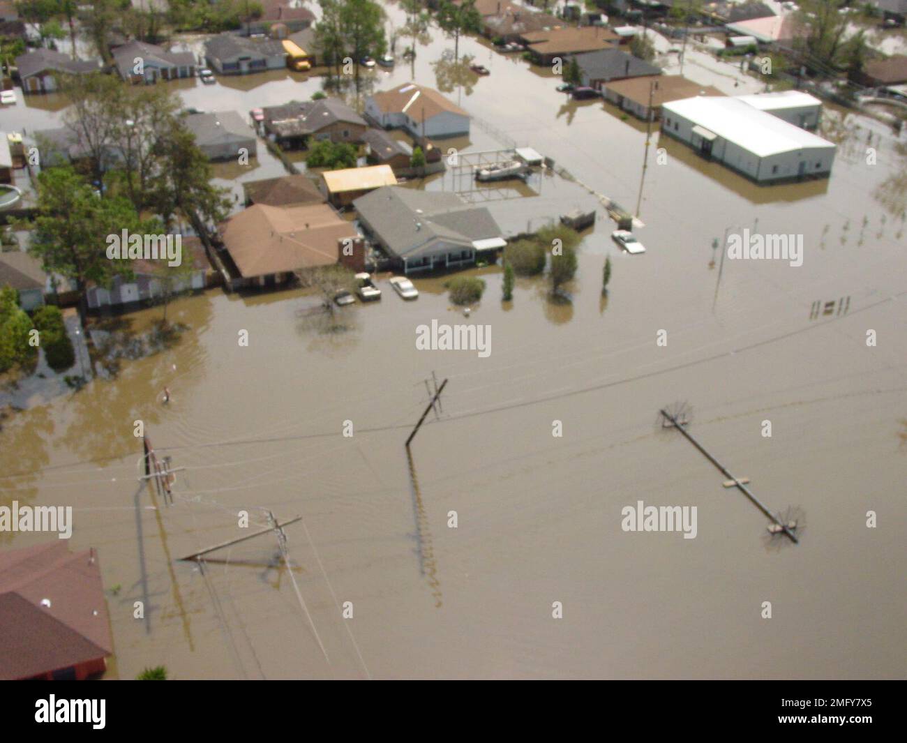 Aftermath - Aerial - 26-HK-330-39. Flooding Kenner. Hurricane Katrina Stock Photo