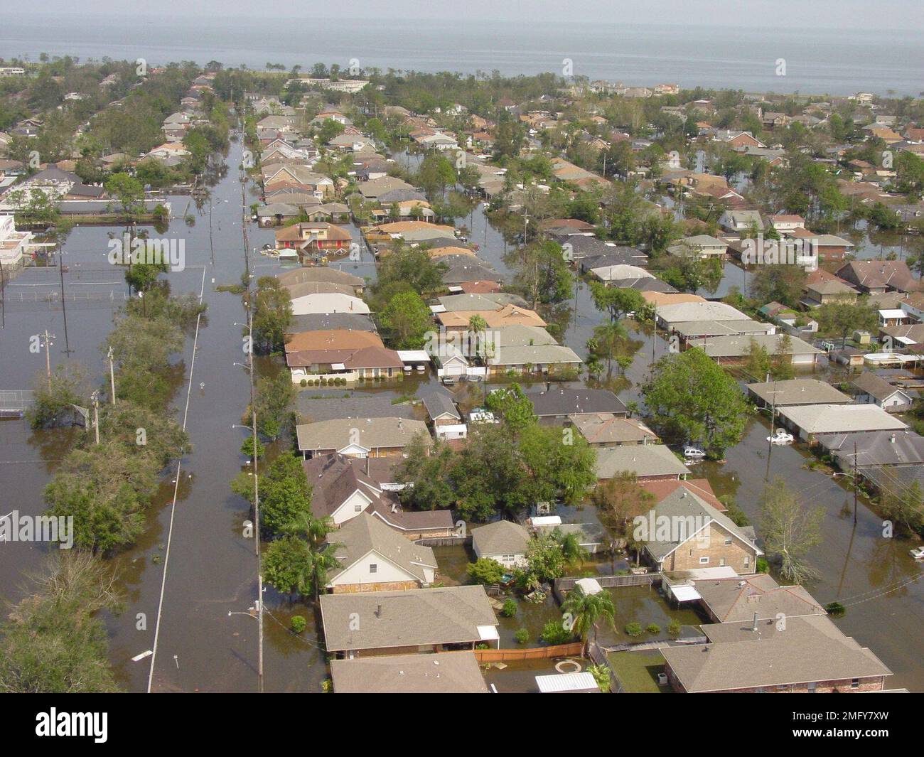 Aftermath - Aerial - 26-HK-330-49. Kenner Flooding. Hurricane Katrina Stock Photo