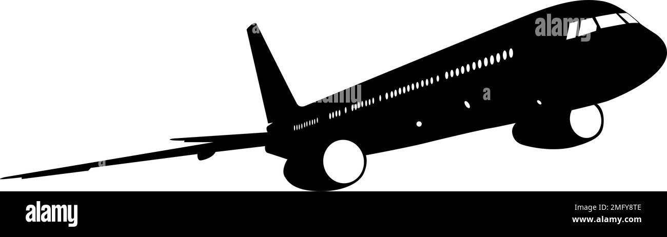Silhouette passenger aircraft on a white background Stock Vector Image ...