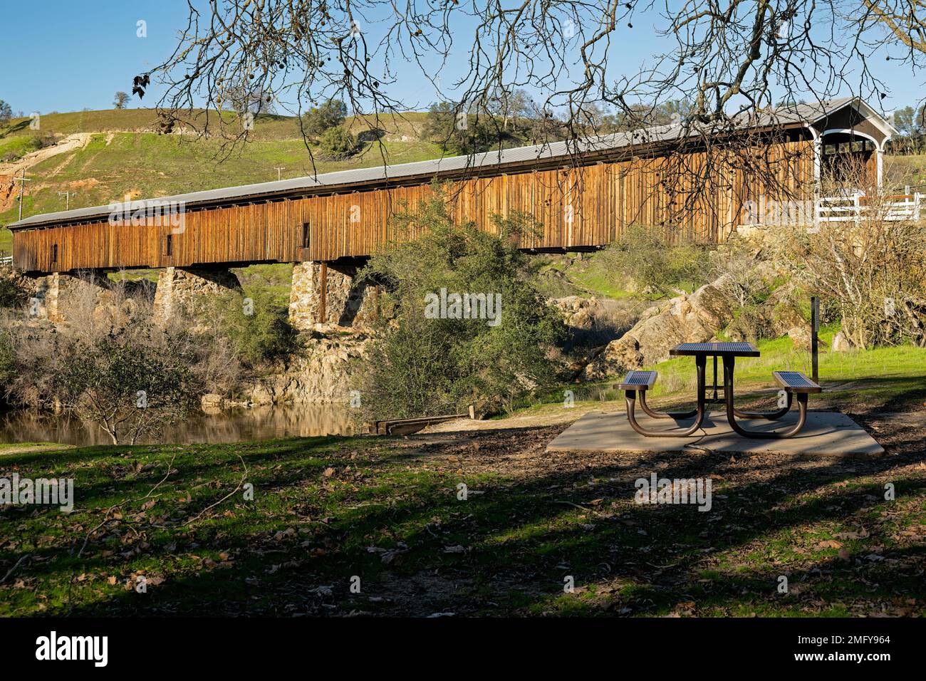 Knights Ferry Covered Bridge, California Stock Photo Alamy