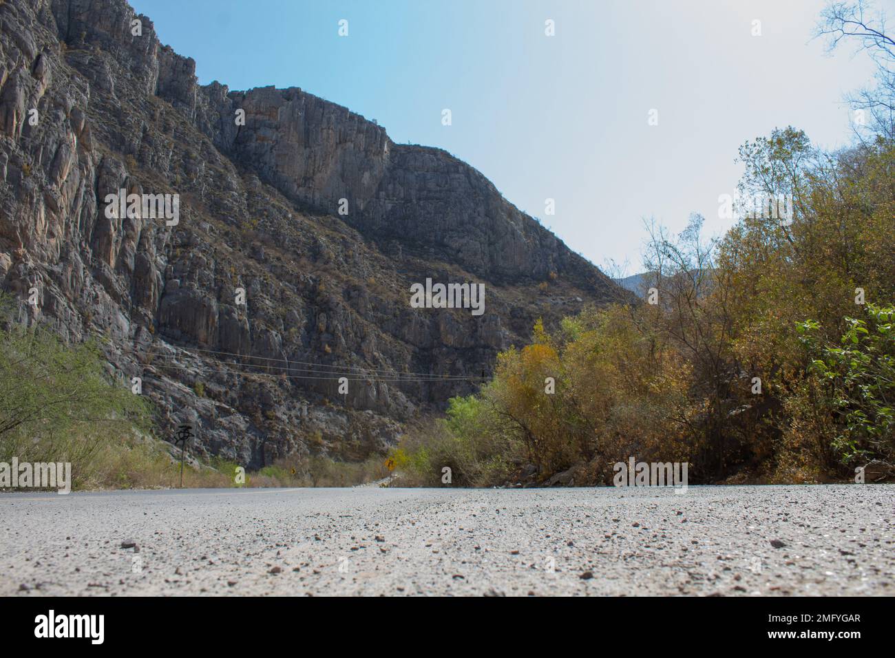 La Huasteca National Park, Monterrey, Nuevo León, Mexico View of the Park, blue sky and rocky mountains Stock Photo