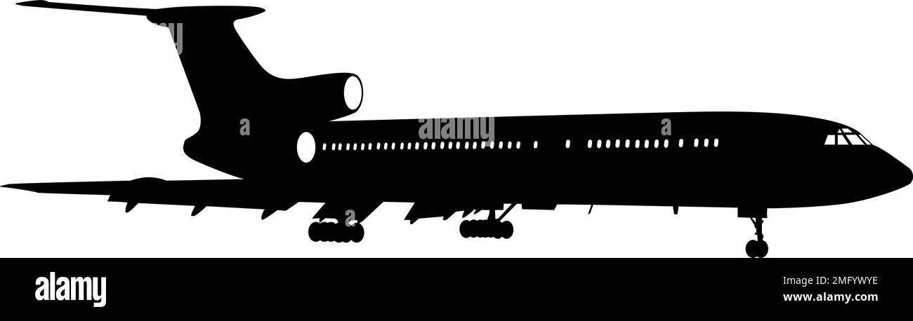 Silhouette passenger aircraft on a white background Stock Vector Image ...