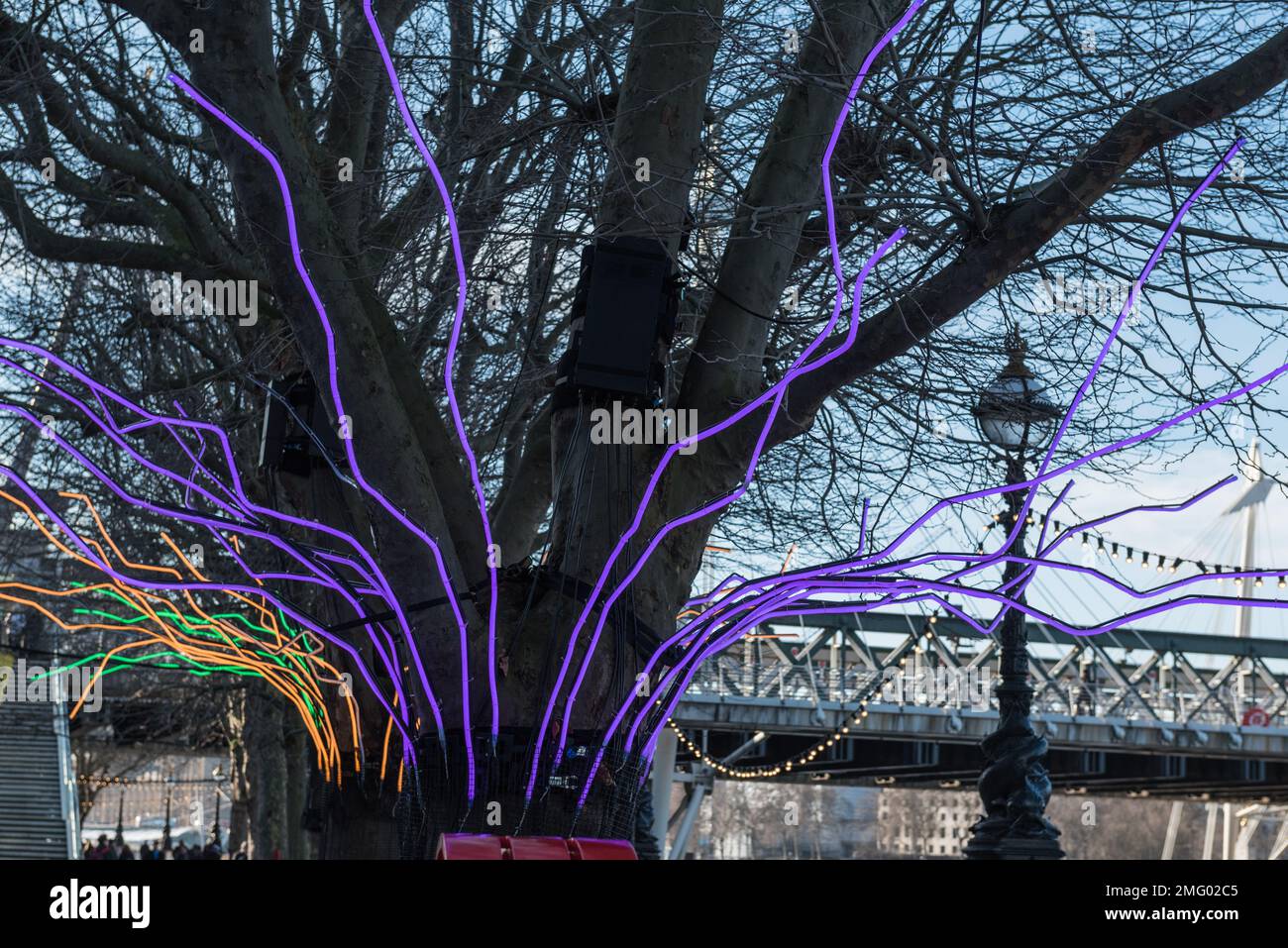 Winter lights LED display on the Southbank, London Stock Photo
