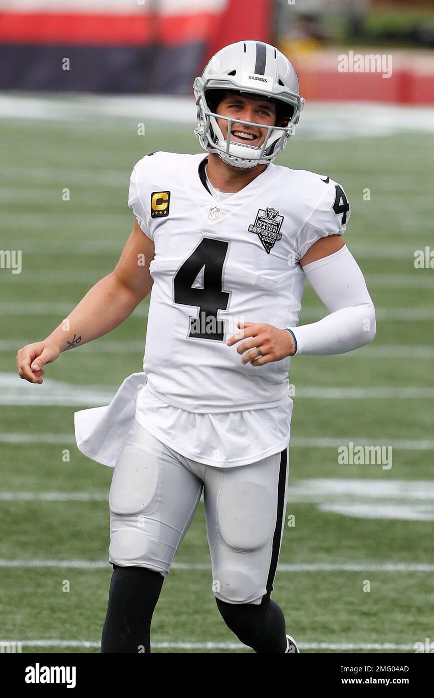 Las Vegas Raiders Quarterback Derek Carr Smiles After A Touchdown Pass 