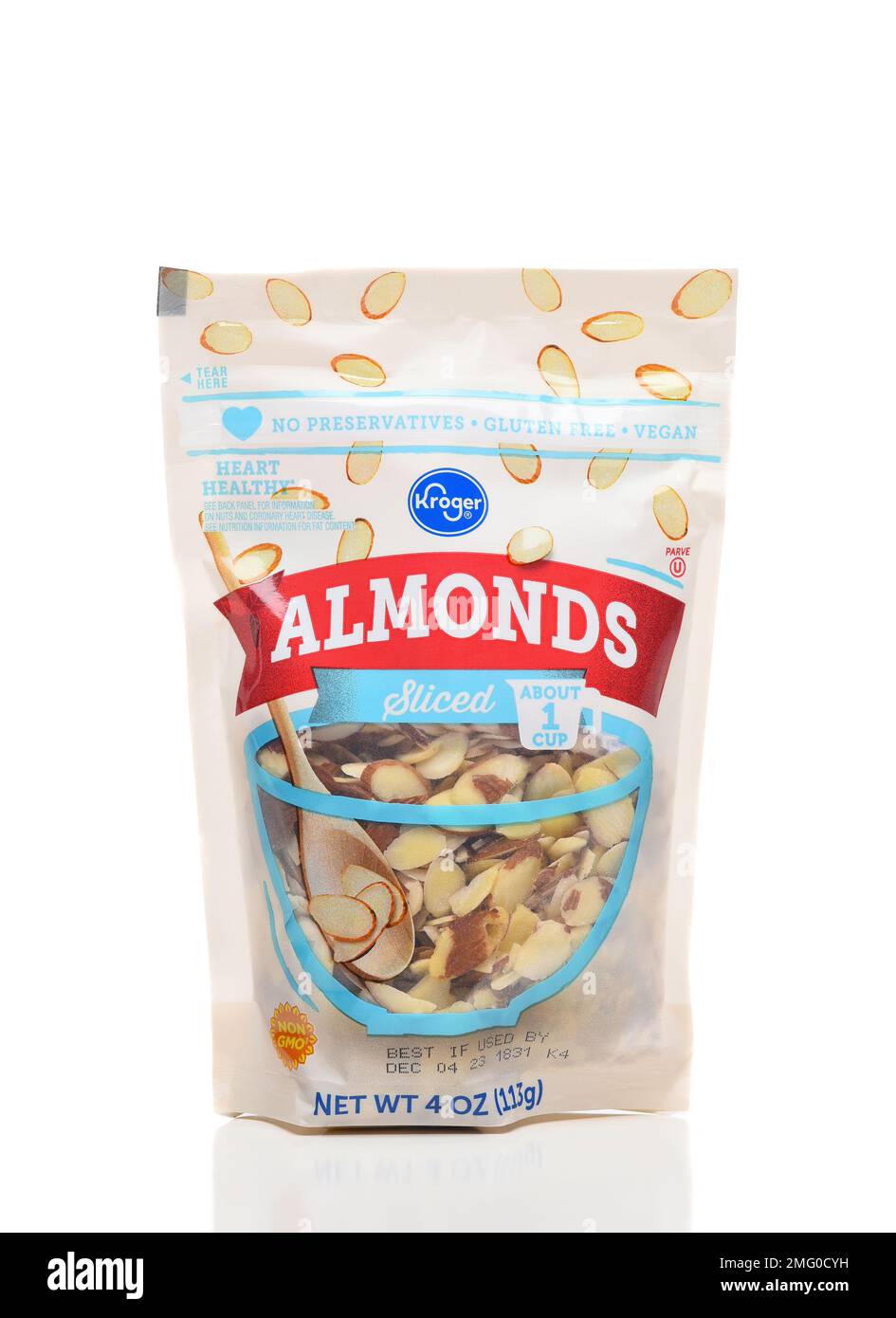 IRVINE, CALIFORNIA - 8 JAN 2023: A bag of Kroger Sliced Almonds. Stock Photo