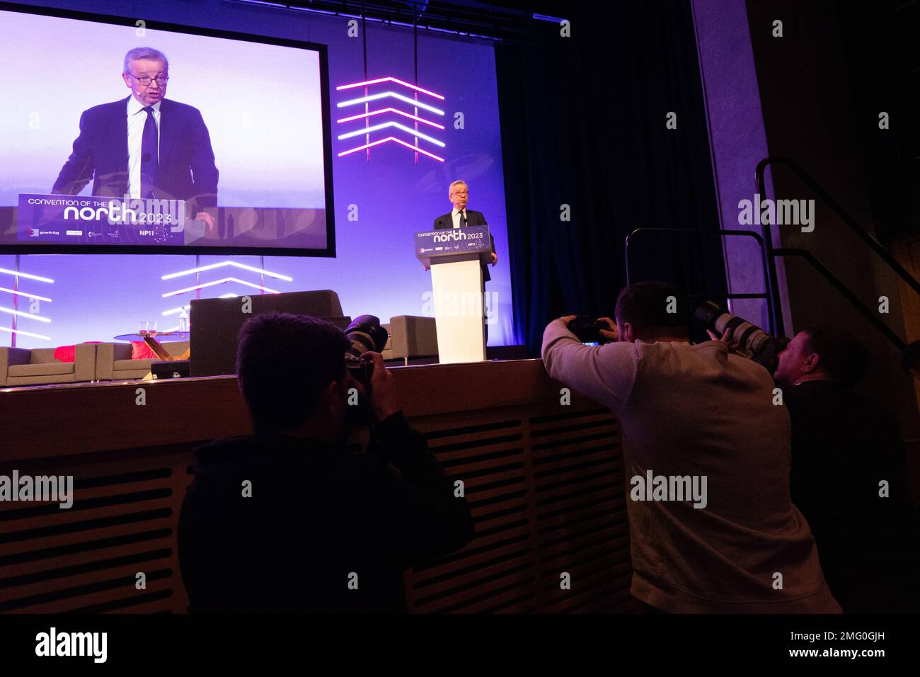 Manchester, UK. 25th Jan, 2023. Levelling Up Secretary Michael Gove MP