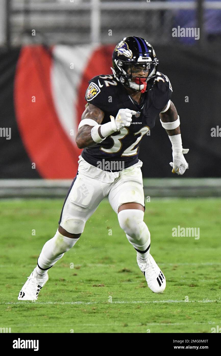 Baltimore Ravens defensive back DeShon Elliott (32) during an NFL football  game against the Las Vegas Raiders, Monday, Sept. 13, 2021, in Las Vegas.  (AP Photo/Rick Scuteri Stock Photo - Alamy