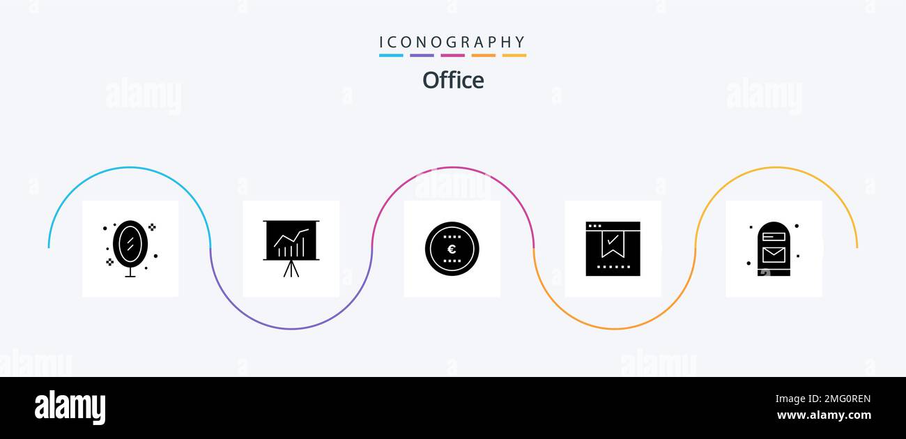 Office Glyph 5 Icon Pack Including okay. good. presentation. check