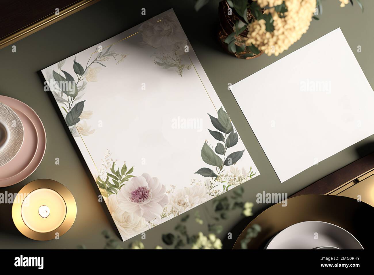 Wedding Invitation Layout. Stylized stock photo. Feminine mockup of