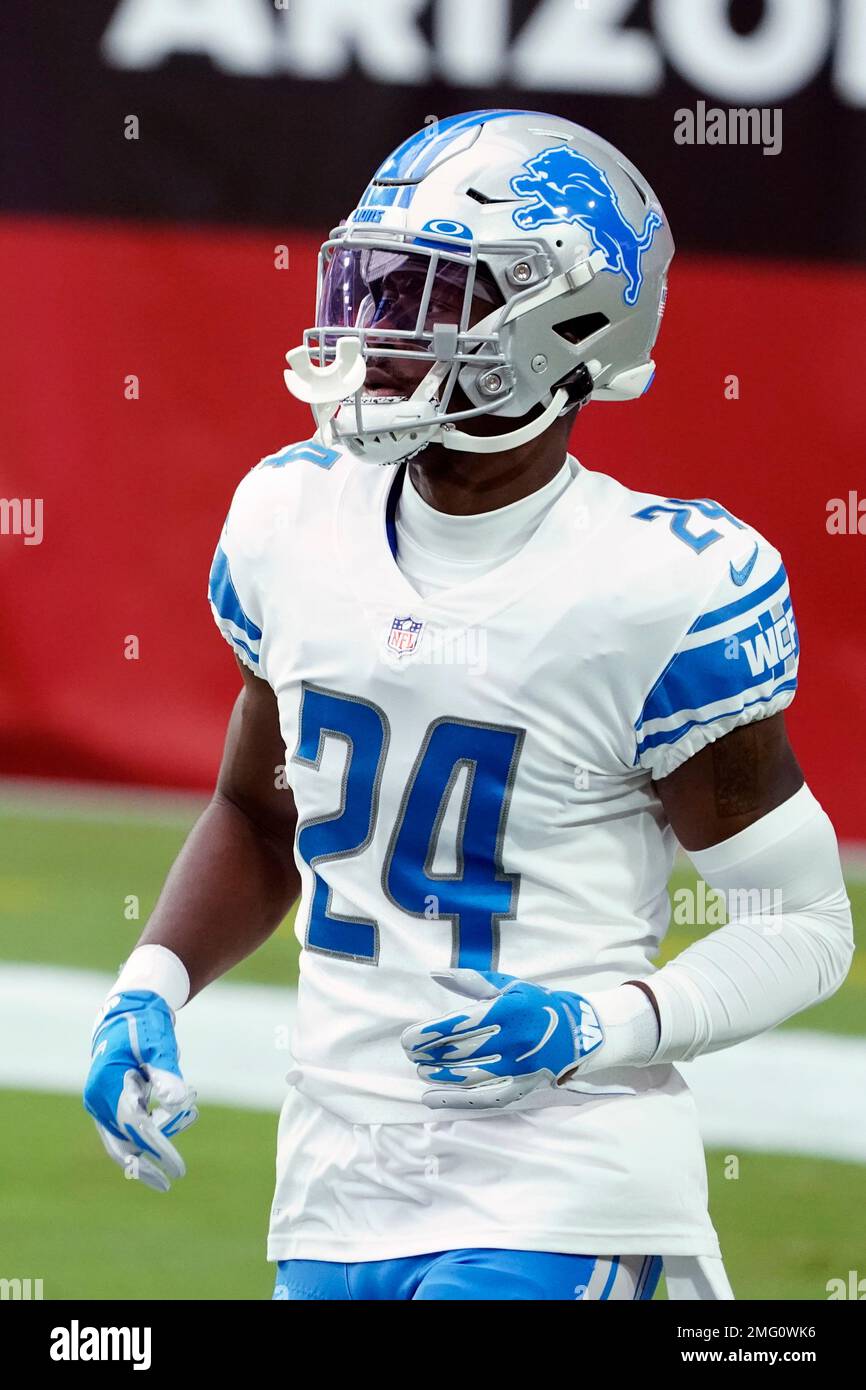 Detroit Lions cornerback Amani Oruwariye (24) pursues a play on defense  against the Baltimore Ravens during an NFL football game, Sunday, Sept. 26,  2021, in Detroit. (AP Photo/Rick Osentoski Stock Photo - Alamy