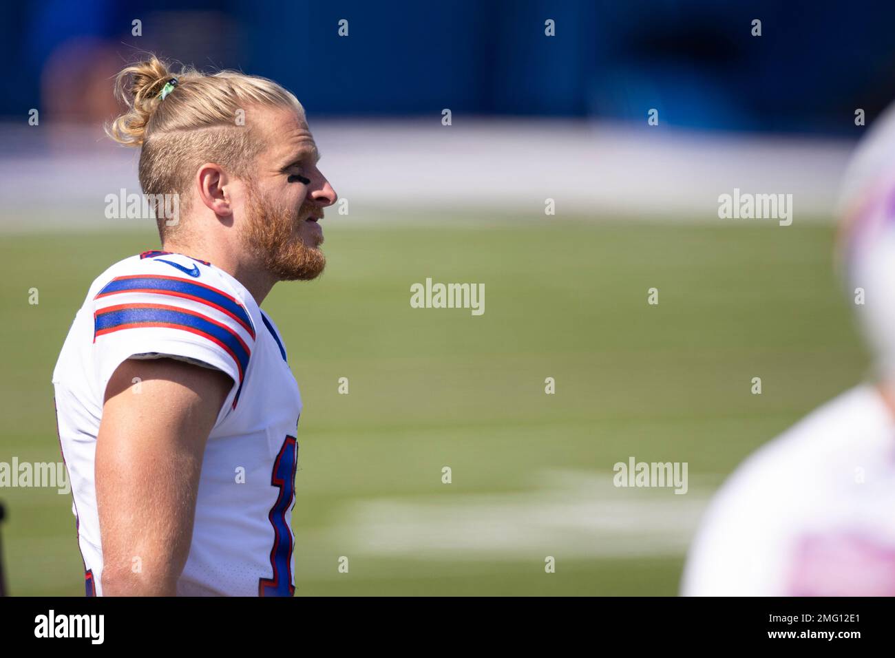 Buffalo Bills wide receiver Cole Beasley (11) watches game action from ...