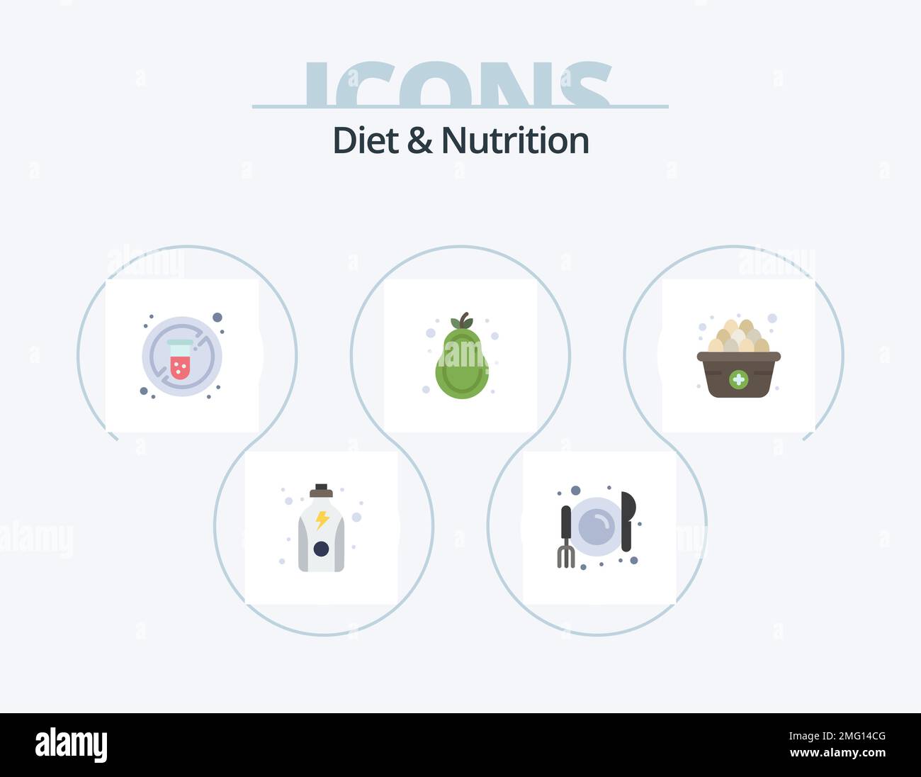 Diet And Nutrition Flat Icon Pack 5 Icon Design. add. diet. no. pear ...