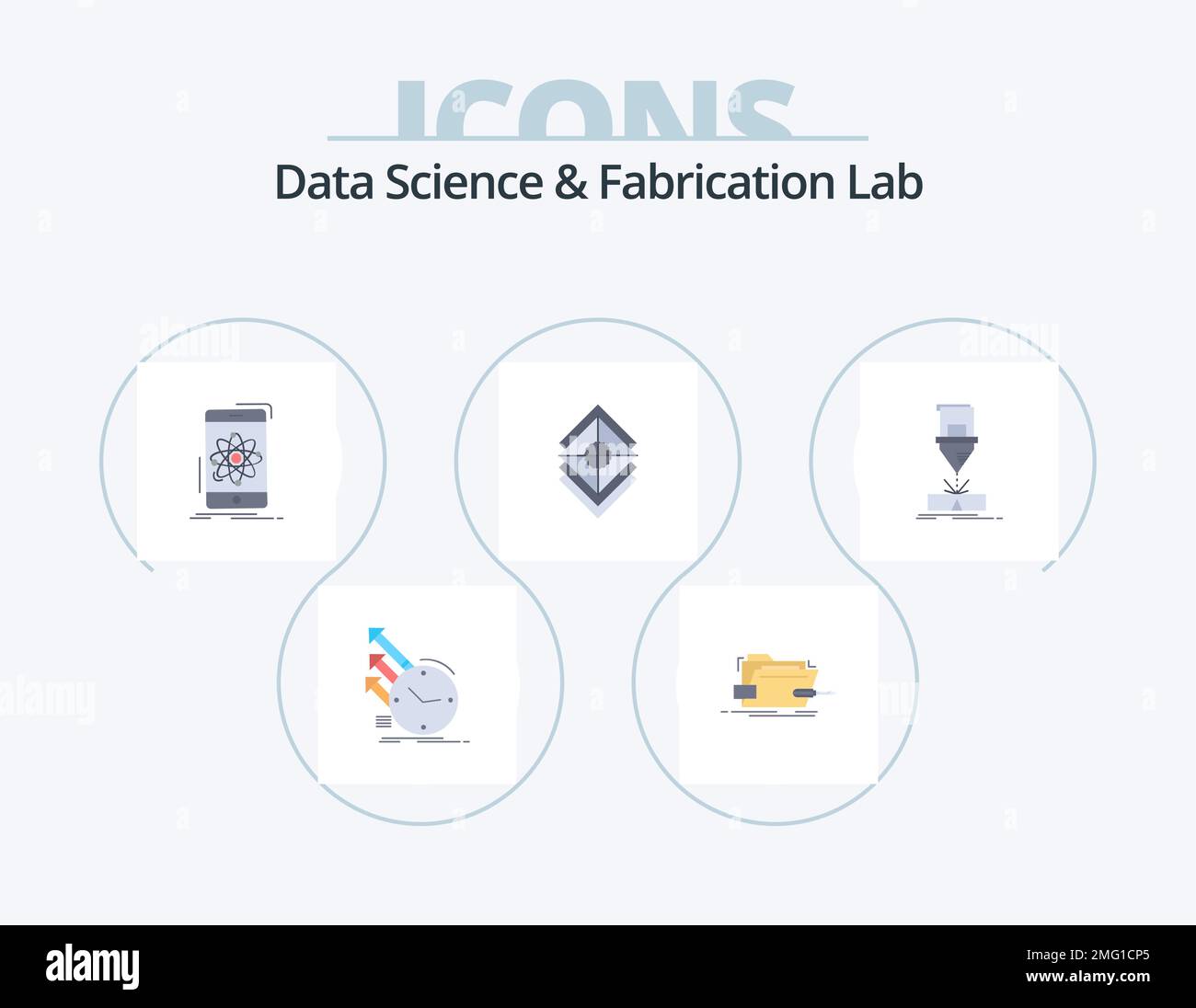 Data Science And Fabrication Lab Flat Icon Pack 5 Icon Design. layers