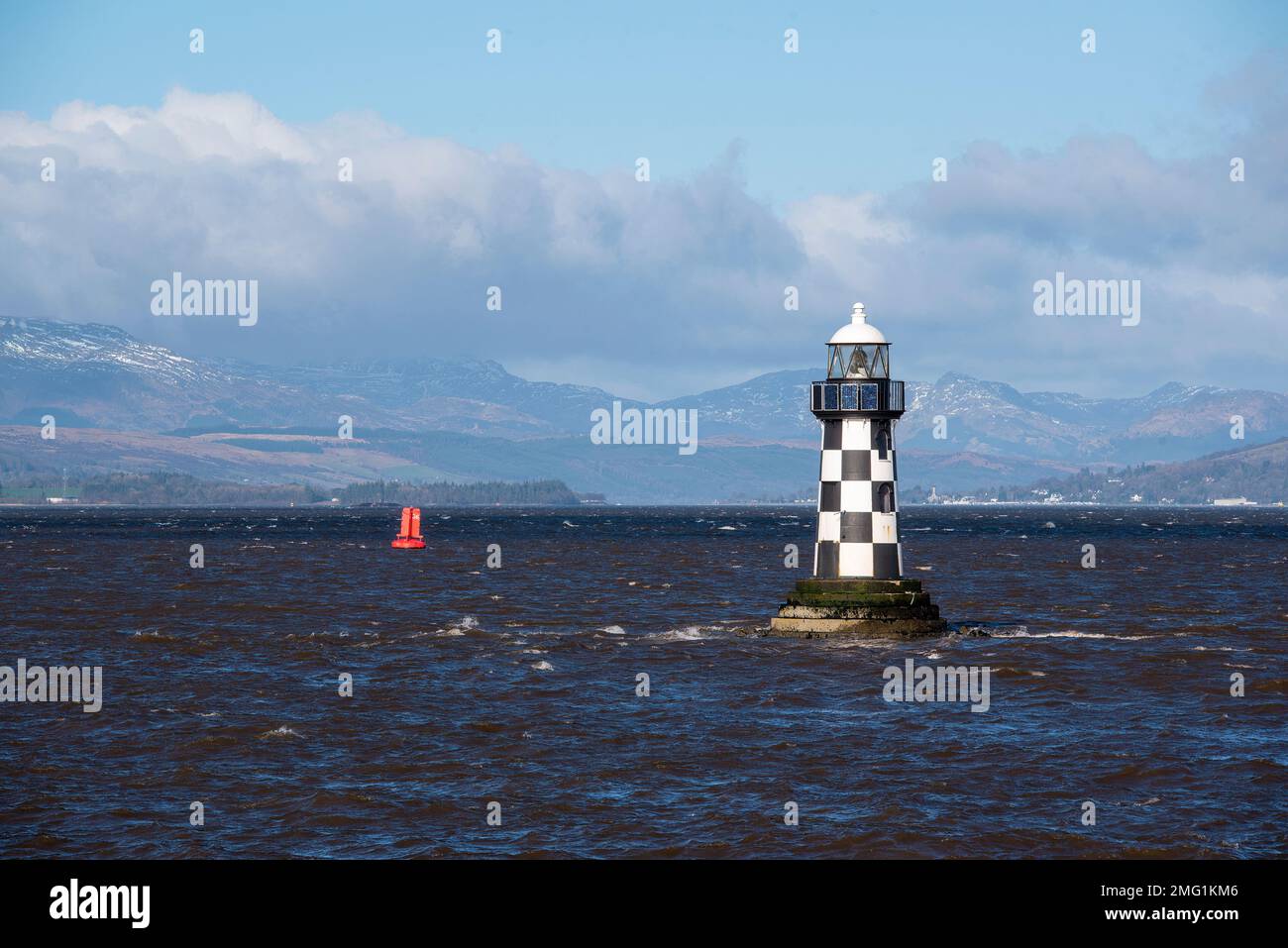 The Perch Lighthouse at Port Glasgow, on the Firth of Clyde. Stock Photo