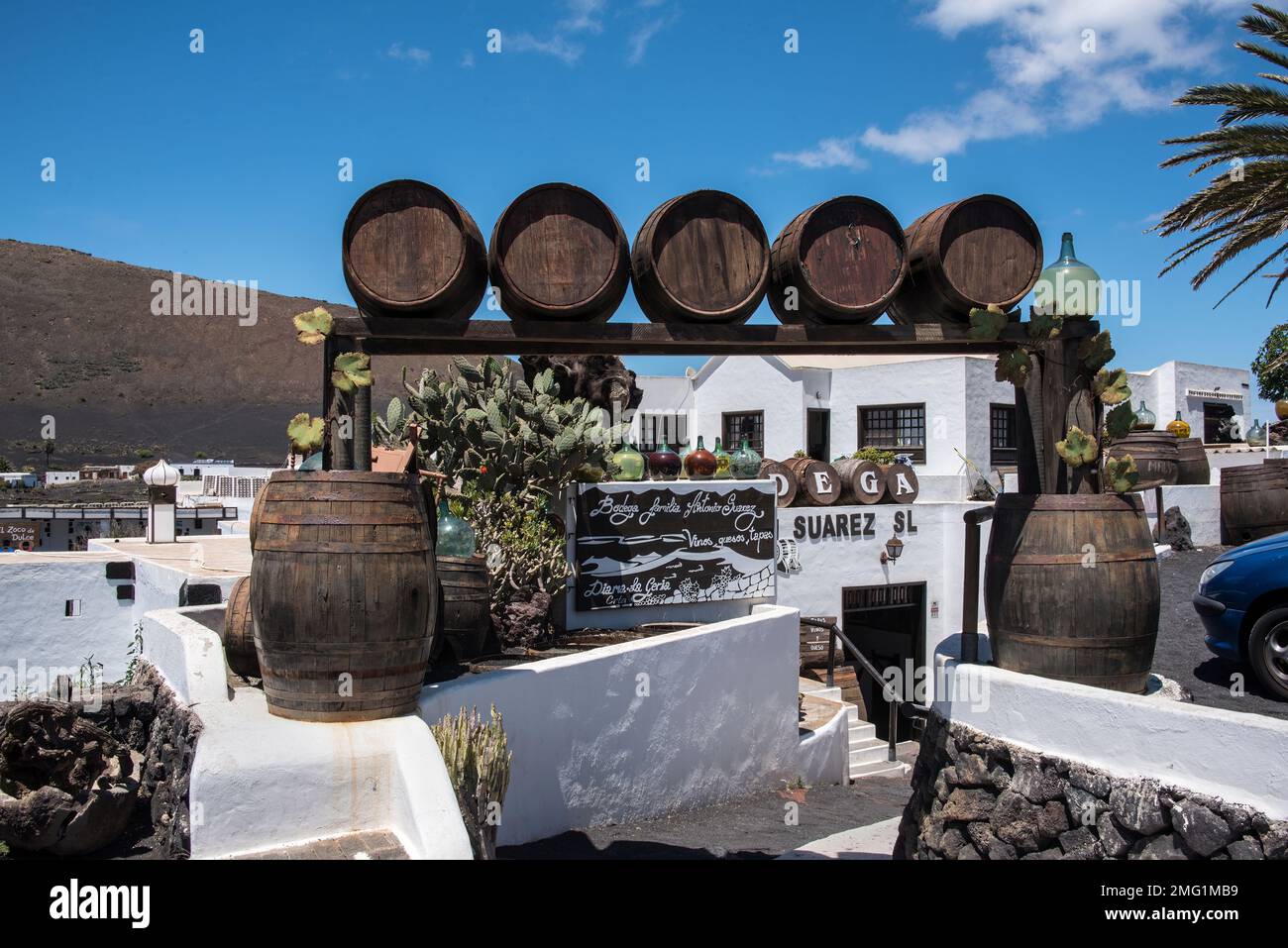 The Antonio Suarez Bodega in La Geria wine growing region of Lanzarote, Canary Islands Stock Photo