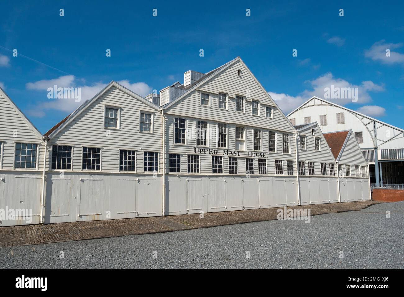 Exterior view of the Upper Mast House, home to the Command of the Oceans exhibit, Historic Dockyard Chatham, Kent, UK. Stock Photo