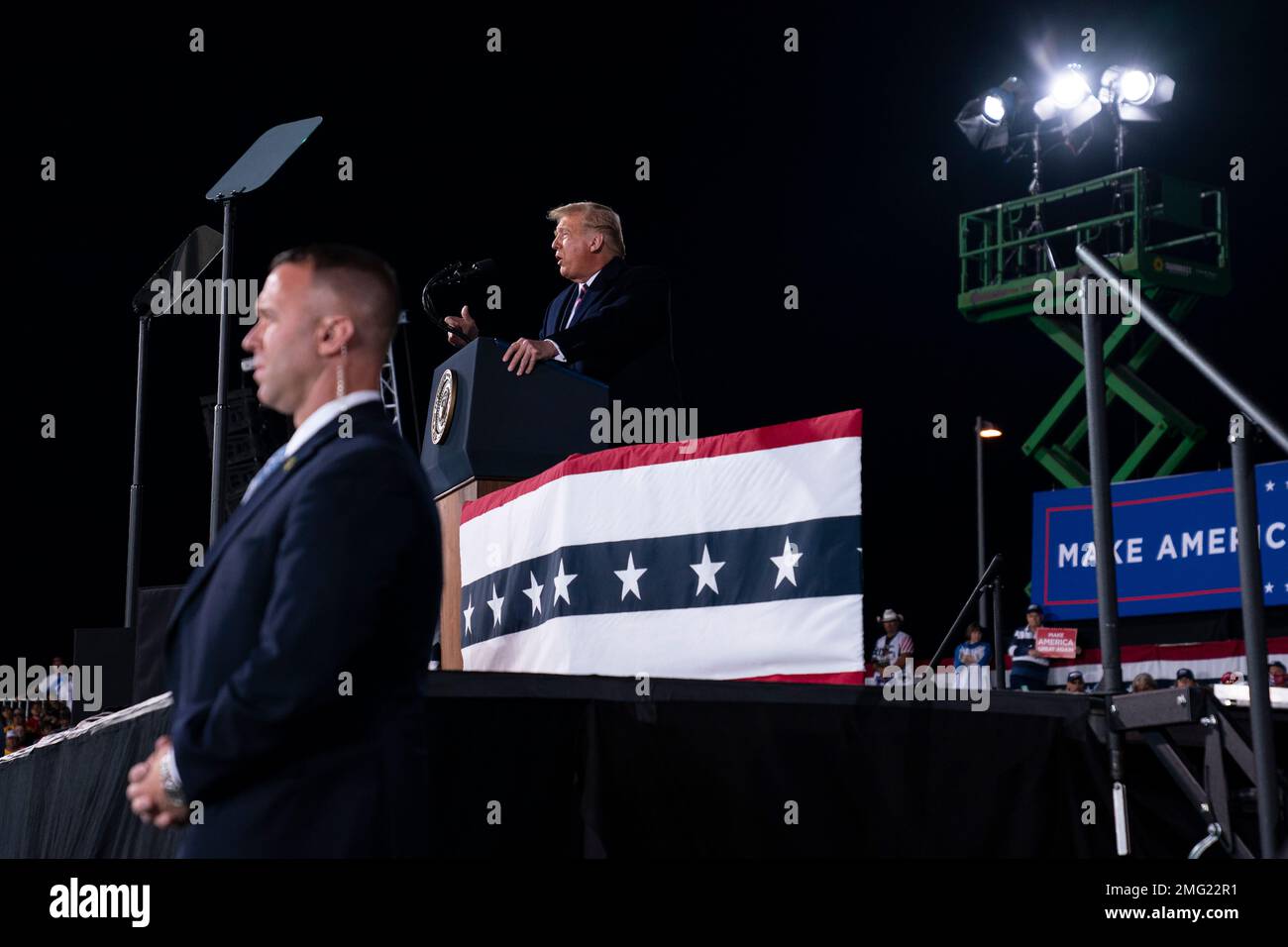 President Donald Trump speaks during a campaign rally Tuesday, Sept. 22 ...