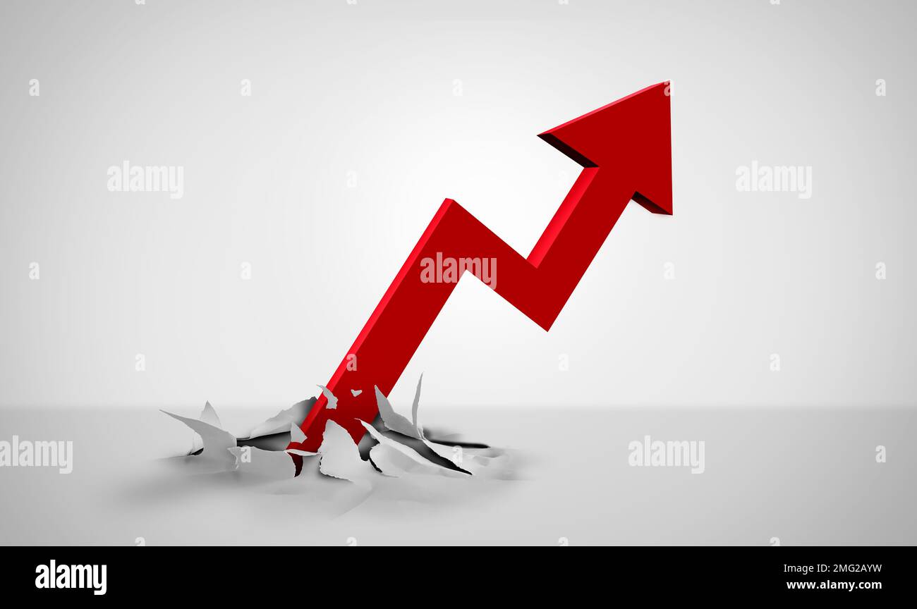 Upward Growth Trend and soaring stock market performance or rising inflation and growing interst rates as high mrtgage payments and increasing. Stock Photo