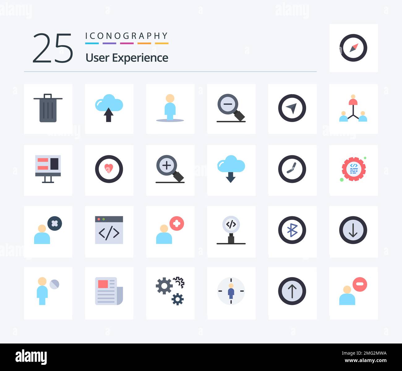 User Experience 25 Flat Color icon pack including cursor. search less ...