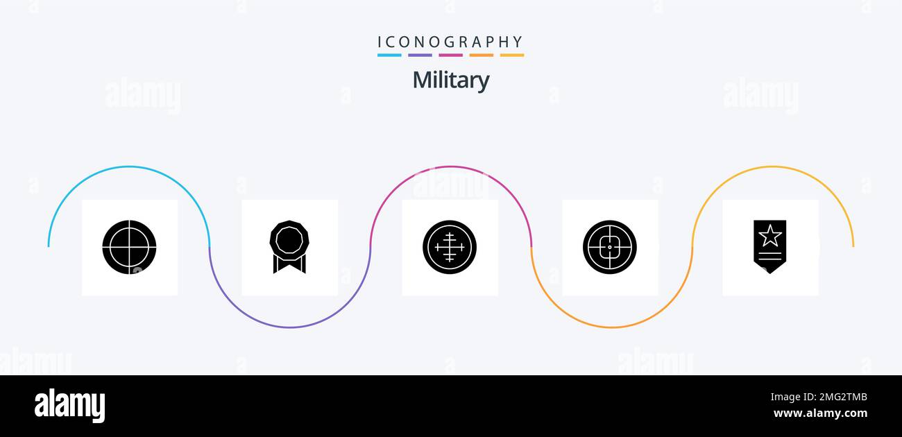 Military Glyph 5 Icon Pack Including . badge. rank. insignia Stock