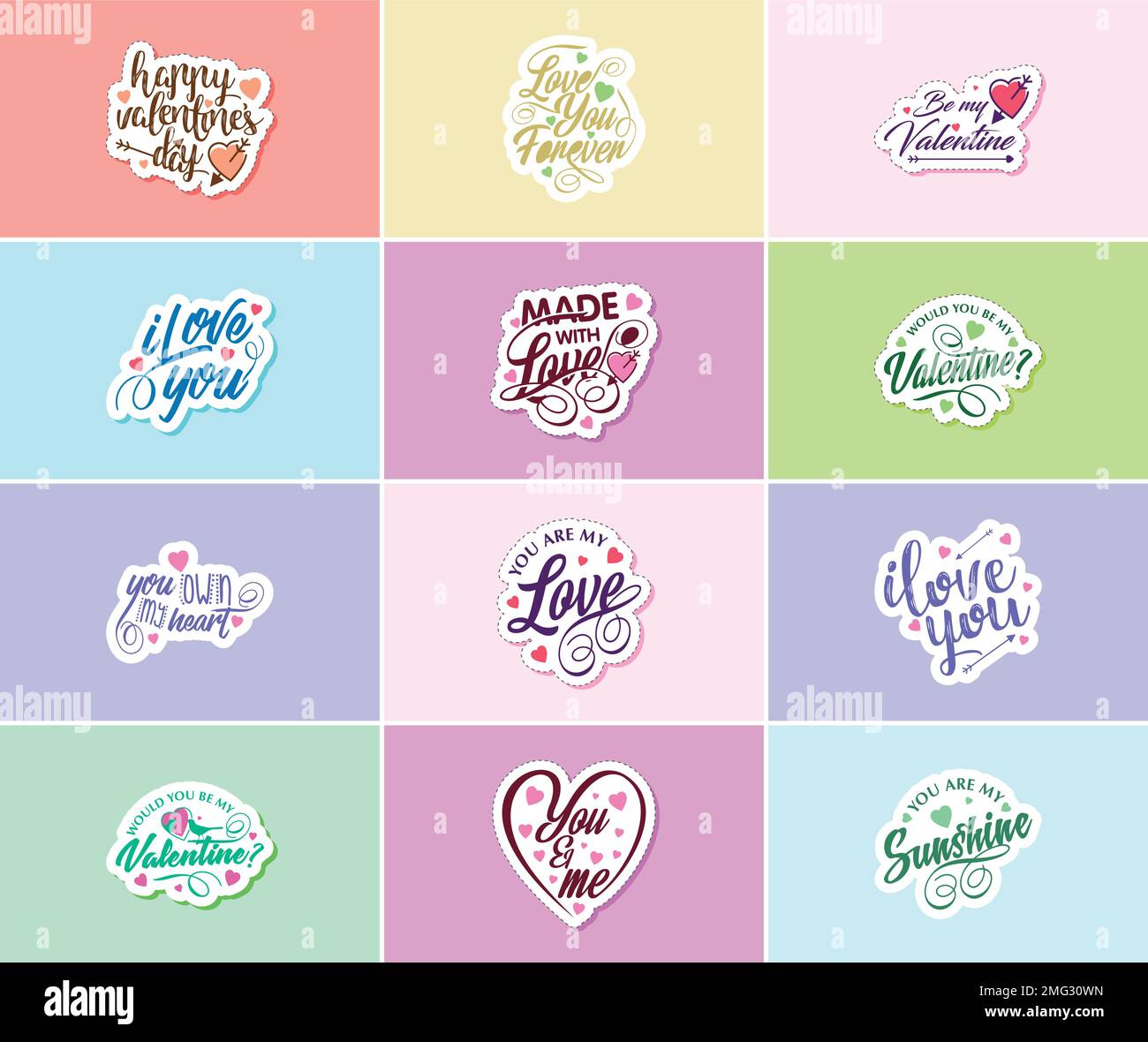 Valentine's Day Graphics Stickers to Show Your Love and Devotion Stock