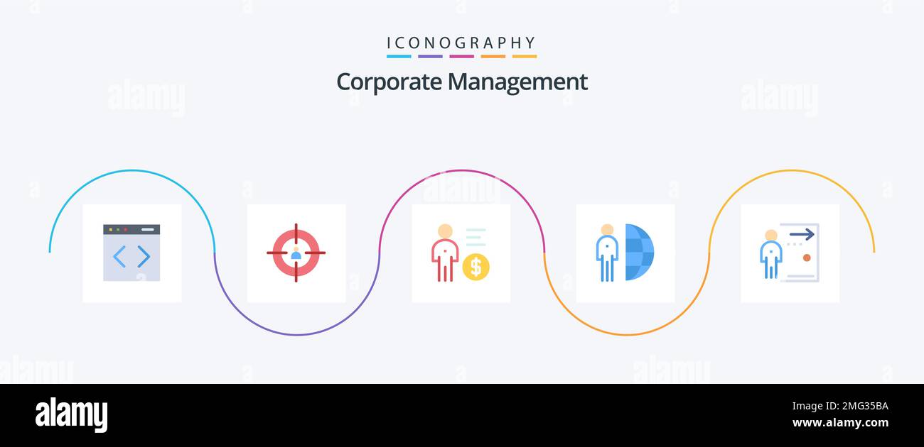 Corporate Management Flat 5 Icon Pack Including person.