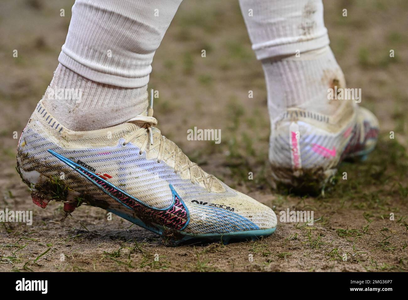Nottingham, UK. 25th Jan, 2023. Nike Air football boots of Christian Eriksen #14 of Manchester United during the Carabao Cup Semi-Finals match Nottingham Forest vs Manchester United at City Ground, Nottingham,