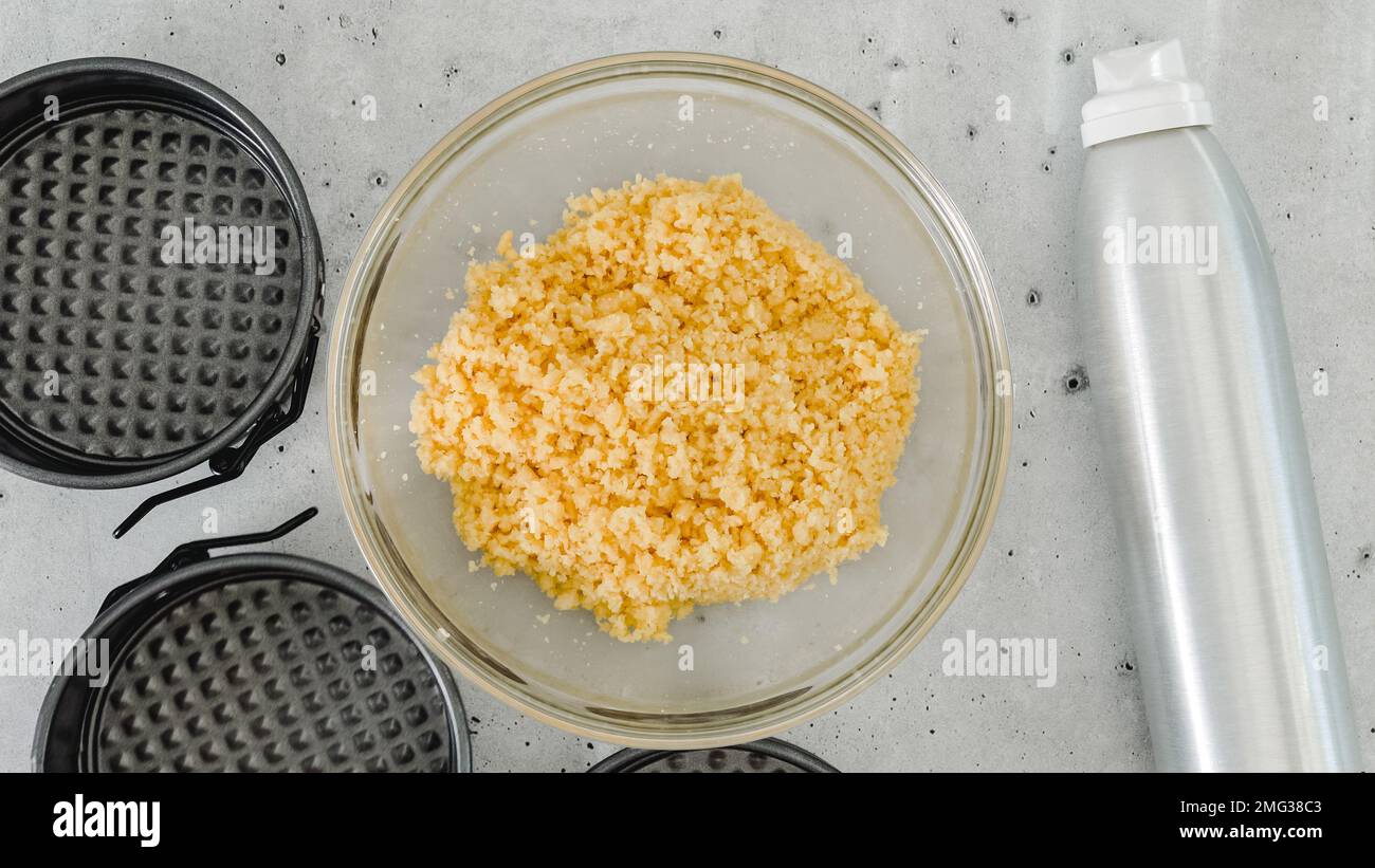 Cracker crust for cheesecake recipe. Mixing crushed crackers with